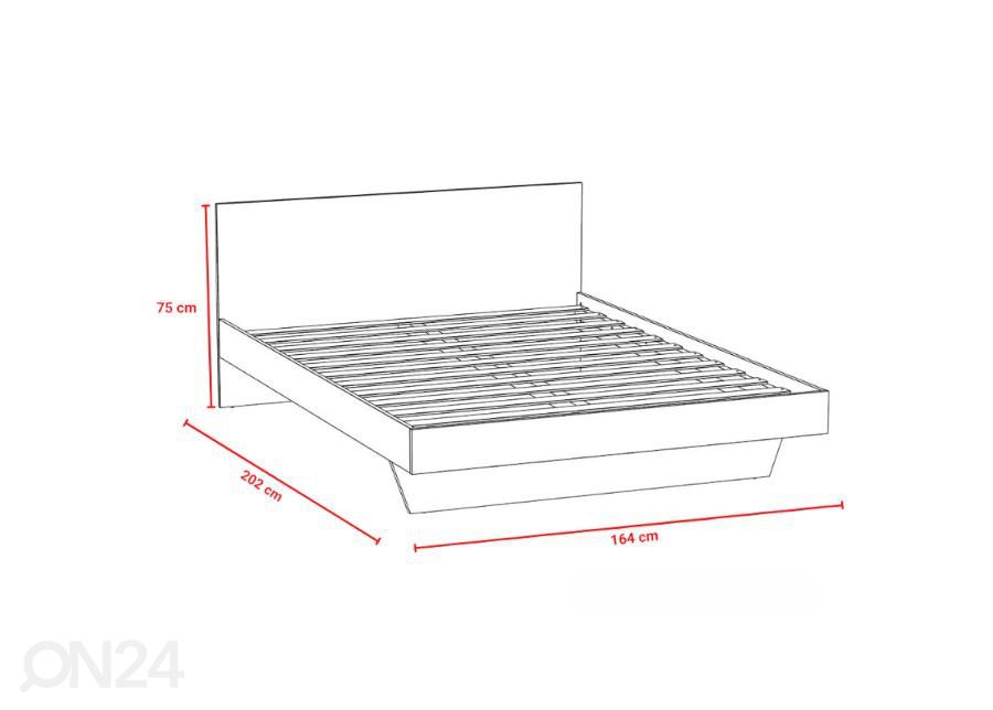 Sänky Loft 160x200 cm, valkoinen kuvasuurennos mitat