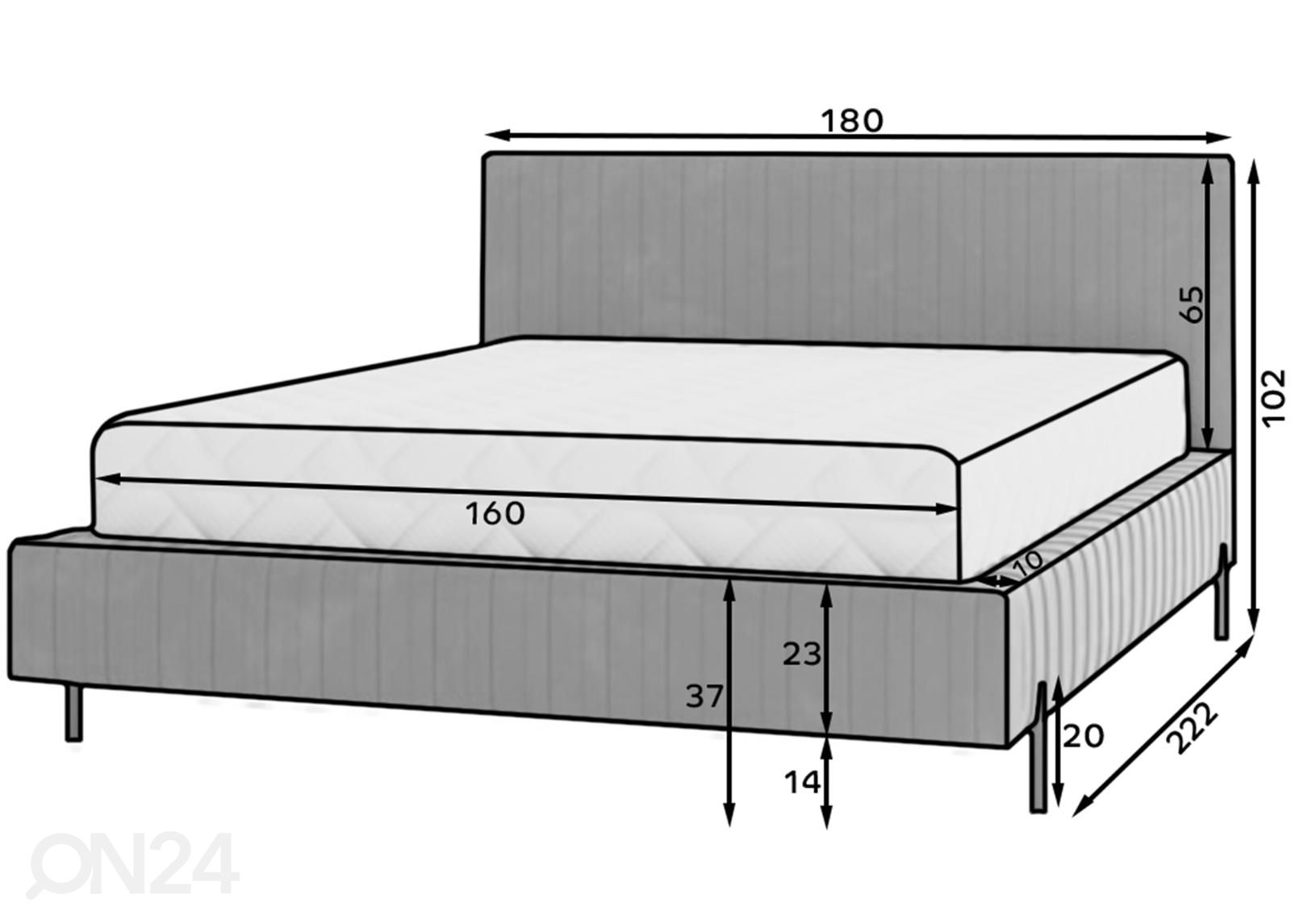 Sänky Pomorie 160x200 cm kuvasuurennos mitat