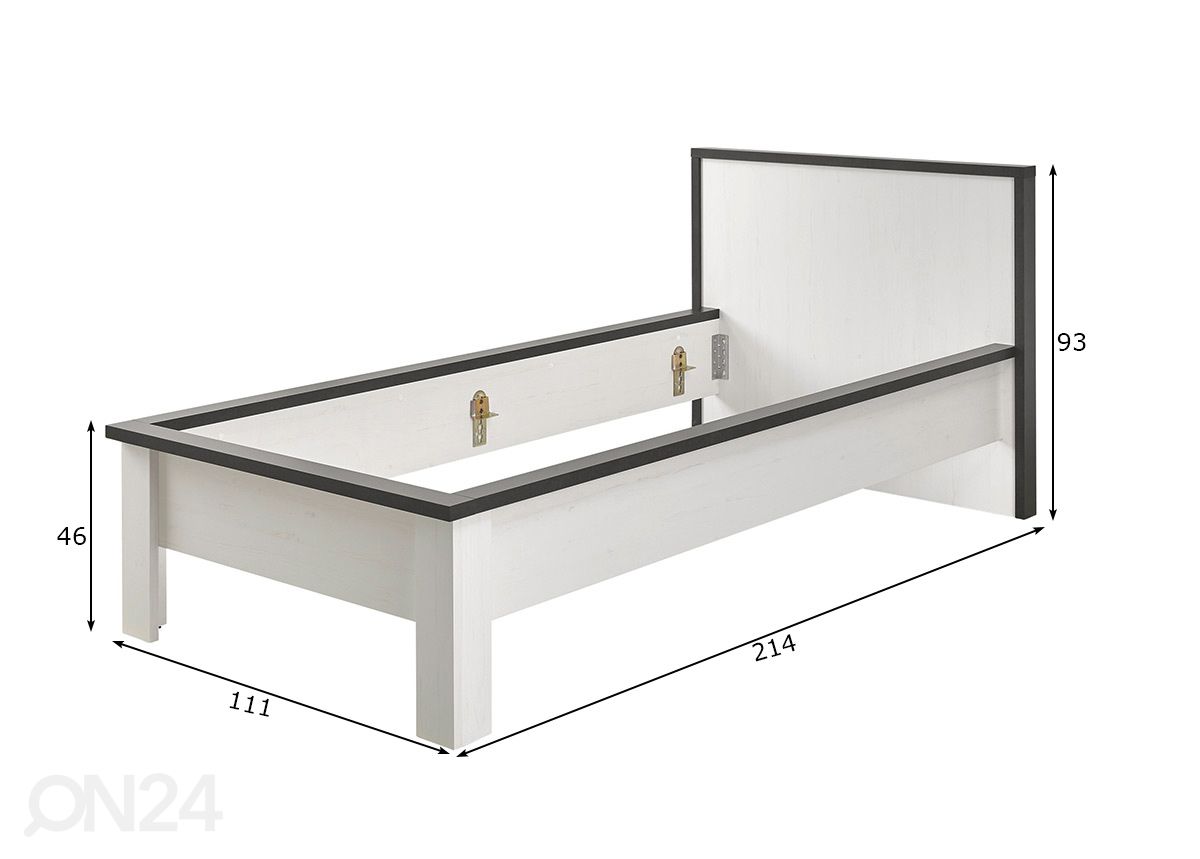 Sänky Sherwood 90x200 cm kuvasuurennos mitat