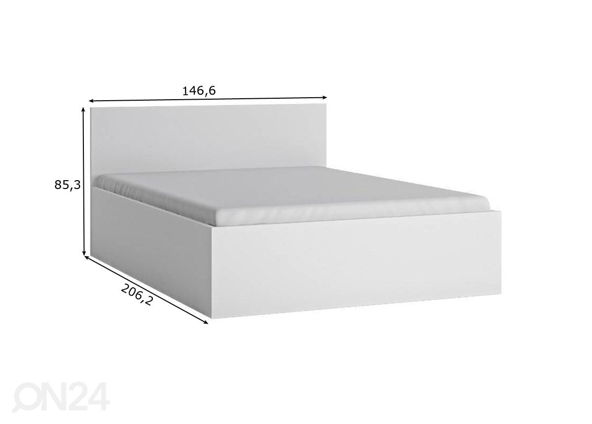 Sänky vuodevaatelaatikolla Fribo 140x200 cm kuvasuurennos mitat
