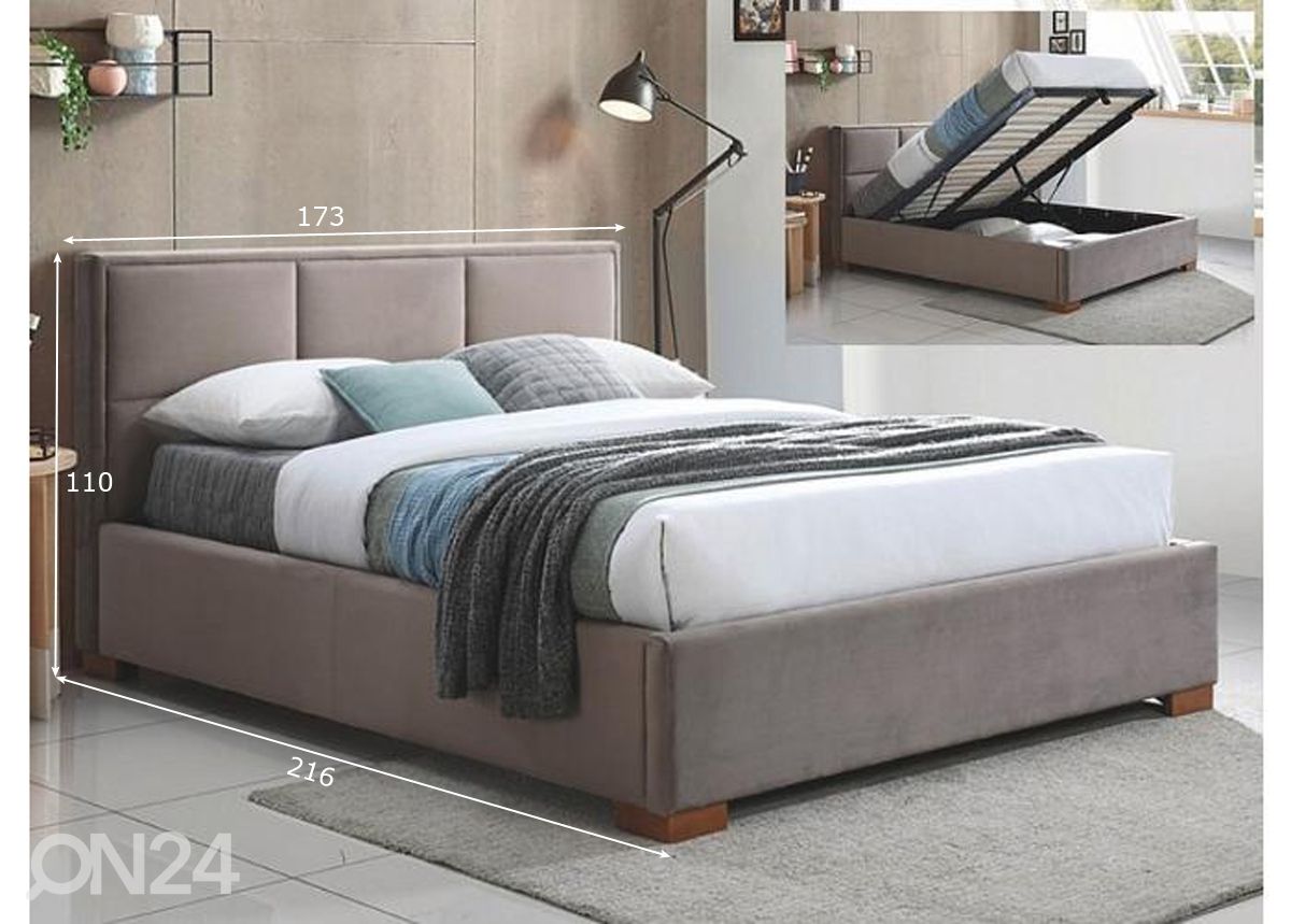 Sänky ylösnostettavalla sängynpohjalla 160x200 cm kuvasuurennos mitat