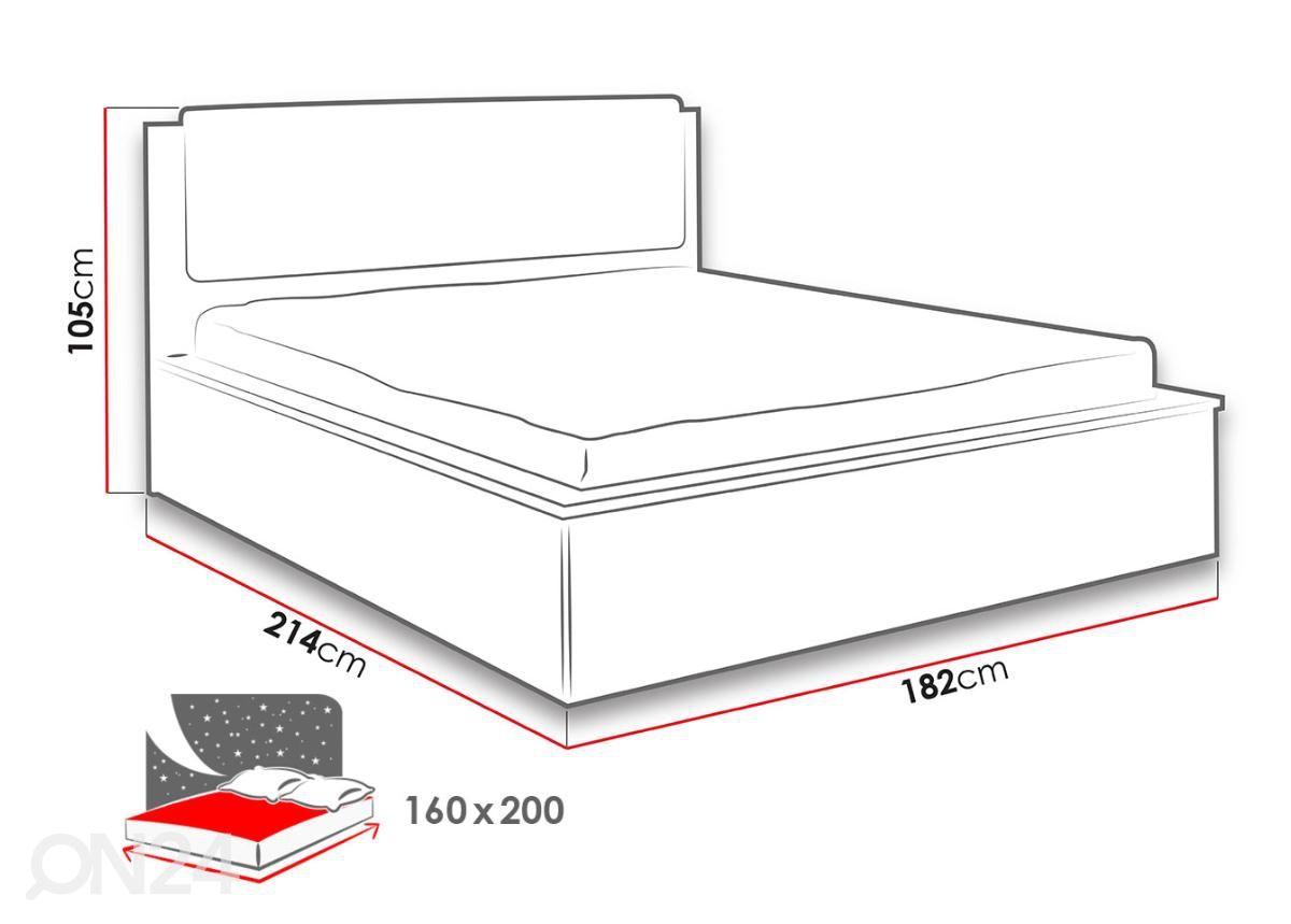 Sänky160x200 cm kuvasuurennos mitat