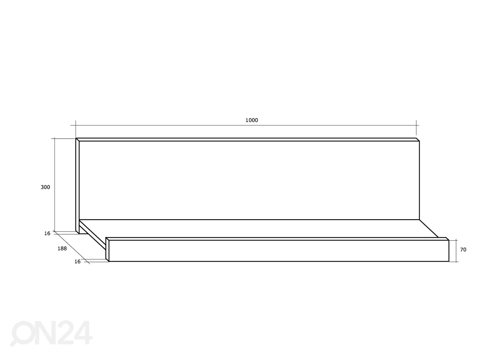 Seinähylly 100 cm kuvasuurennos mitat