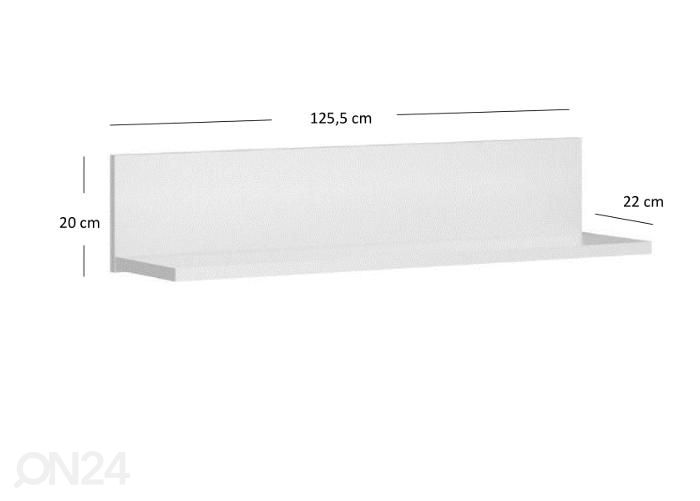 Seinähylly 125,5 cm kuvasuurennos mitat