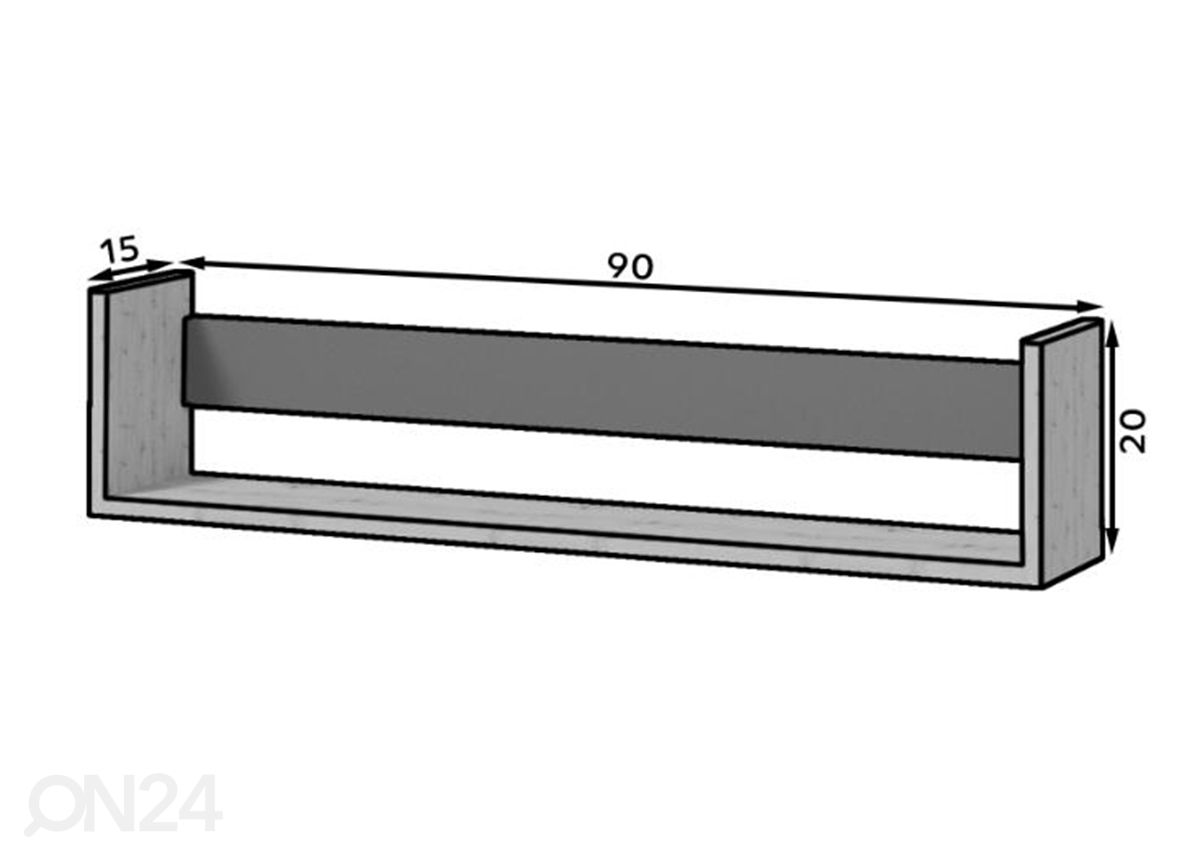 Seinähylly Alam 90 cm kuvasuurennos mitat