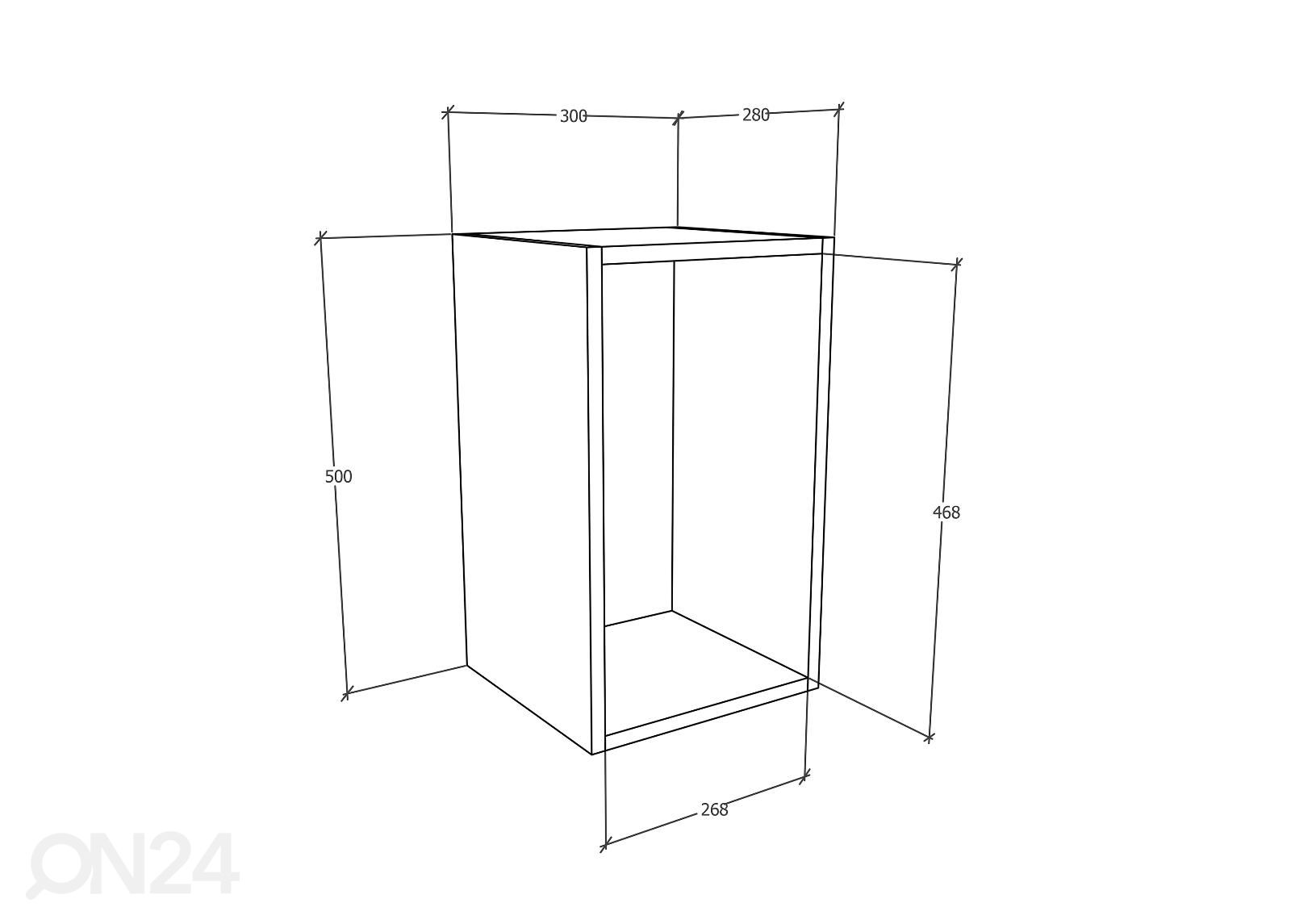 Seinähylly Arila 50 cm kuvasuurennos mitat