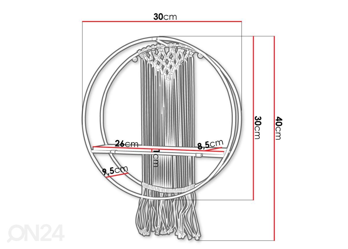 Seinähylly Boho Ø 40 cm kuvasuurennos mitat