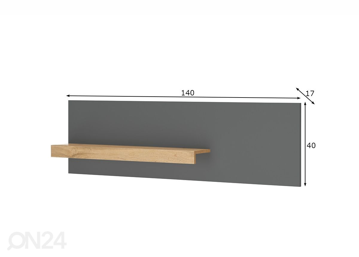 Seinähylly City 140 cm kuvasuurennos mitat