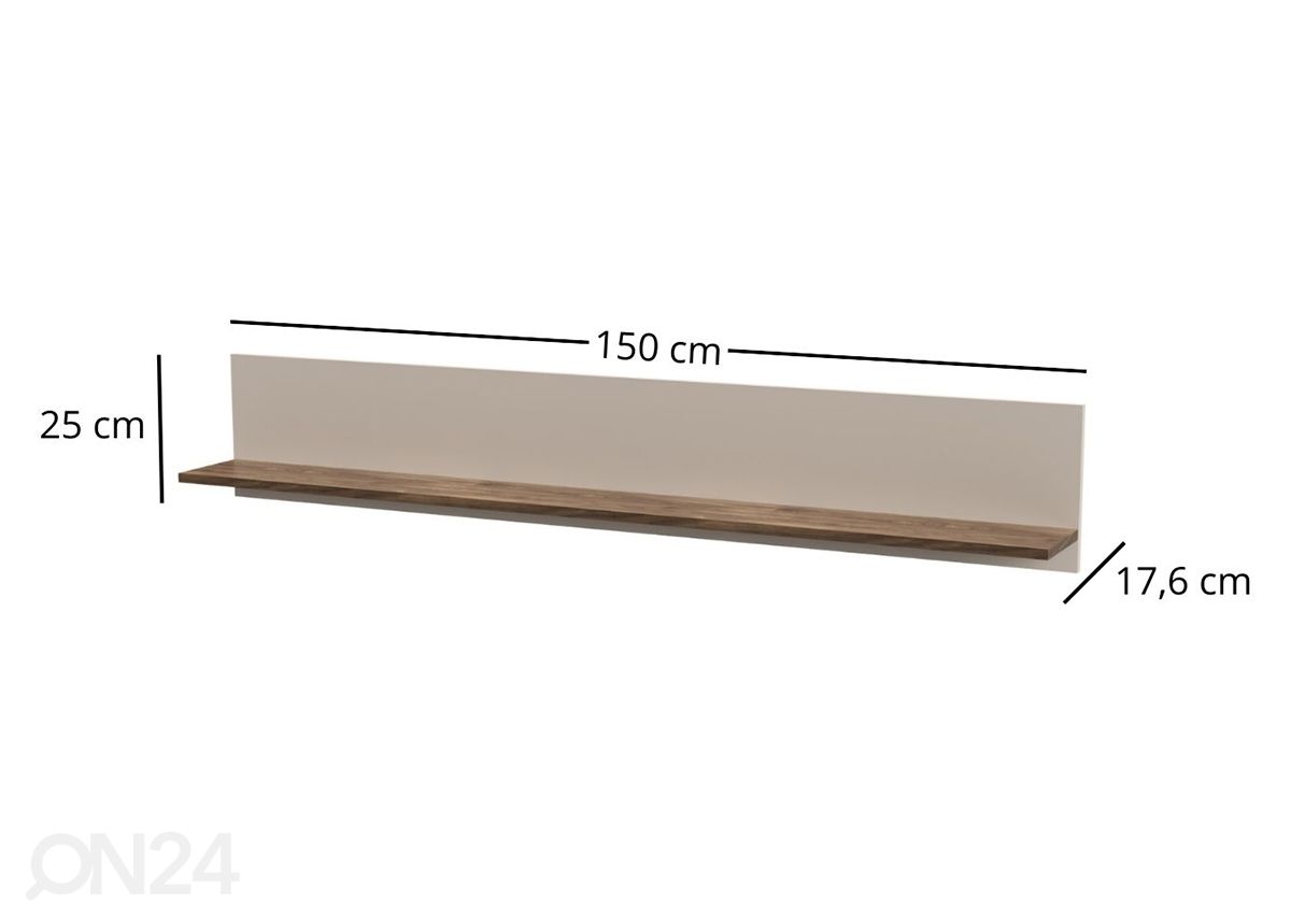 Seinähylly Evo 150 cm kuvasuurennos mitat