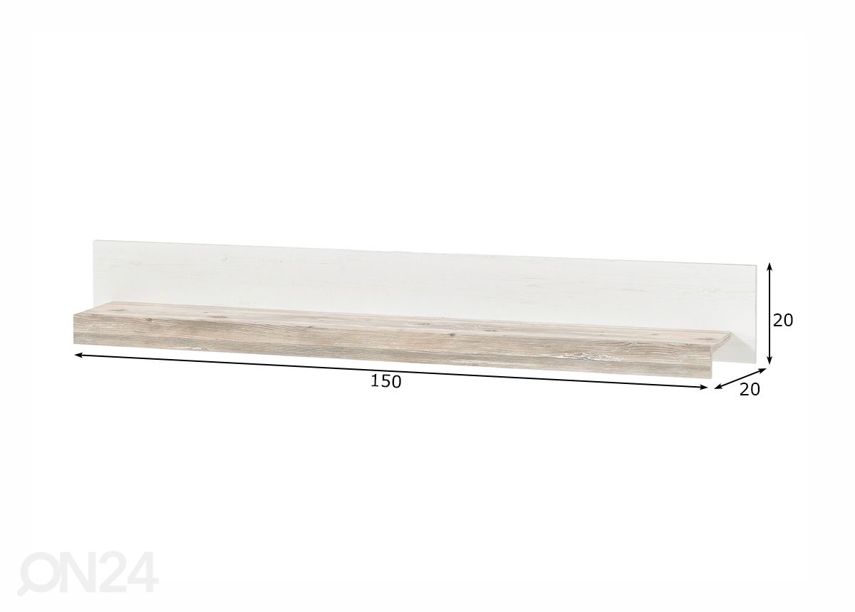 Seinähylly Florenz 150 cm kuvasuurennos mitat