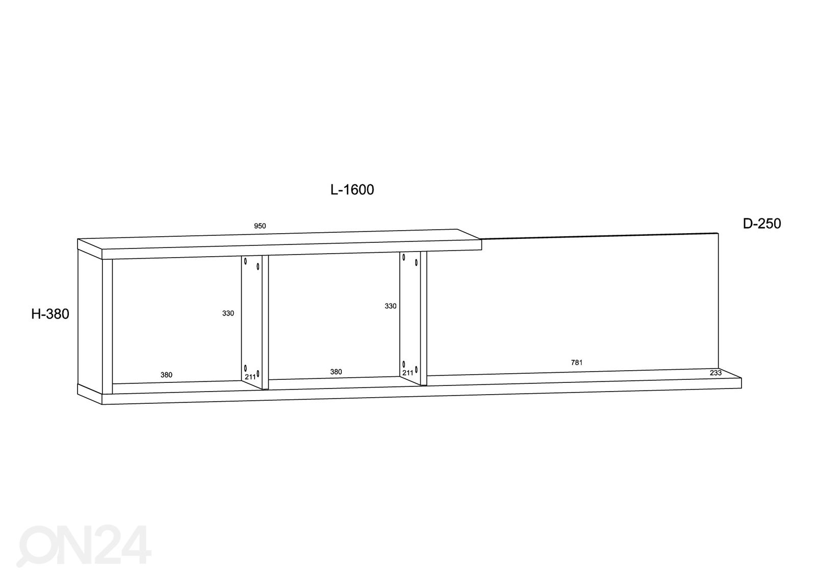 Seinähylly Goleen 160 cm kuvasuurennos mitat