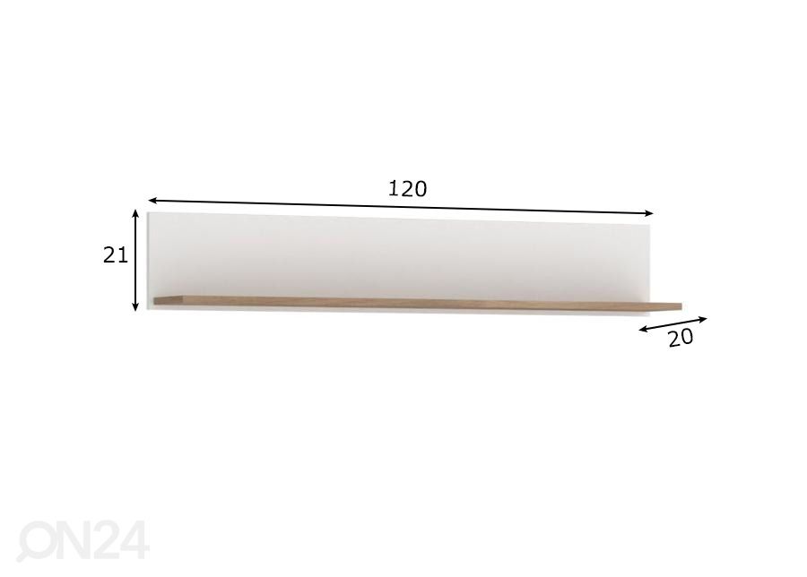 Seinähylly Marlow 120 cm kuvasuurennos mitat