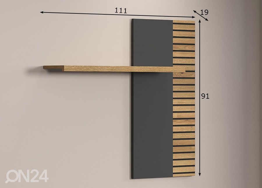 Seinähylly Norris 111 cm kuvasuurennos mitat