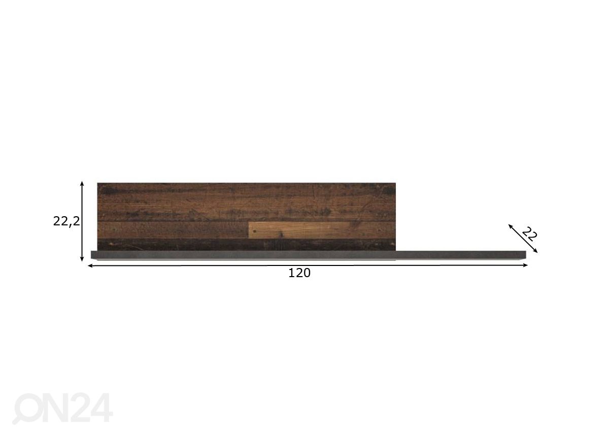 Seinähylly Nubi 120 cm kuvasuurennos mitat