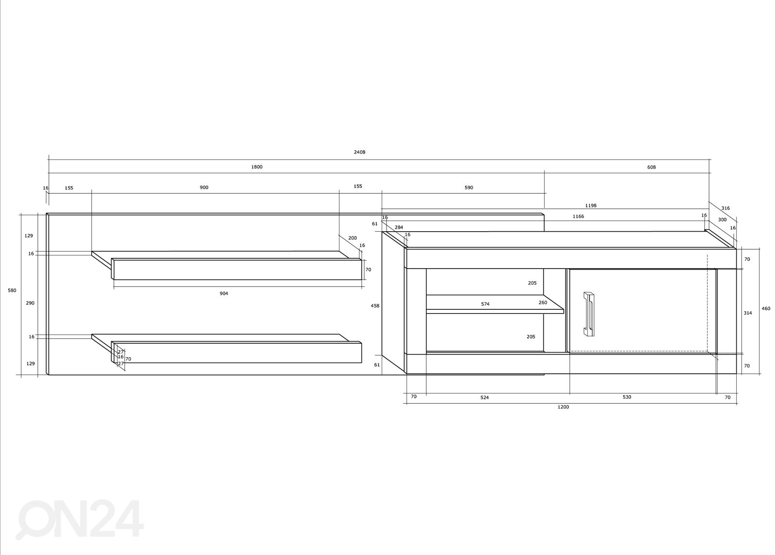 Seinähylly Skibbereen 270 cm kuvasuurennos mitat