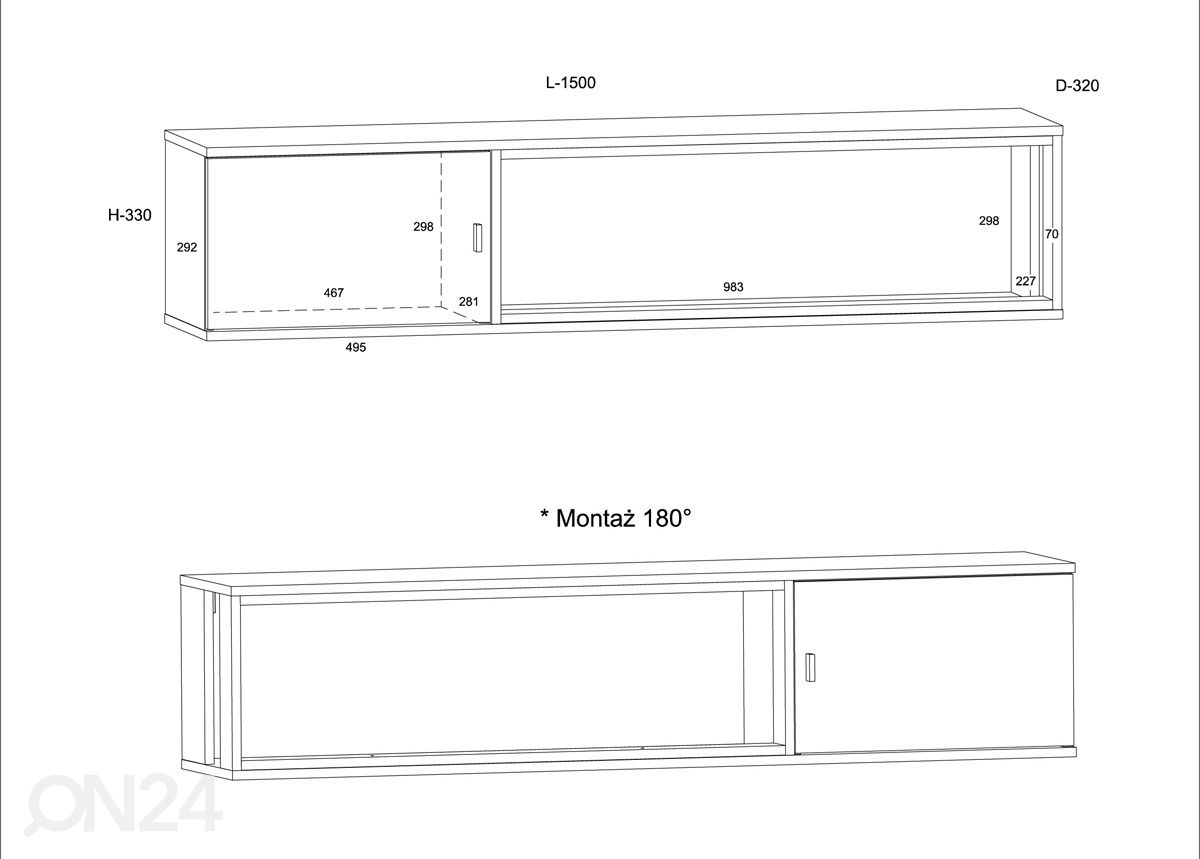 Seinähylly Vegas 150 cm kuvasuurennos mitat