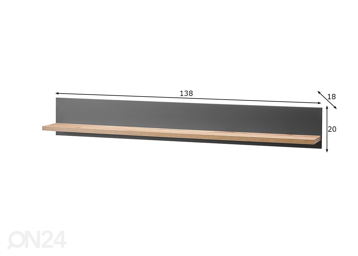 Seinähylly Westminster 138 cm kuvasuurennos mitat