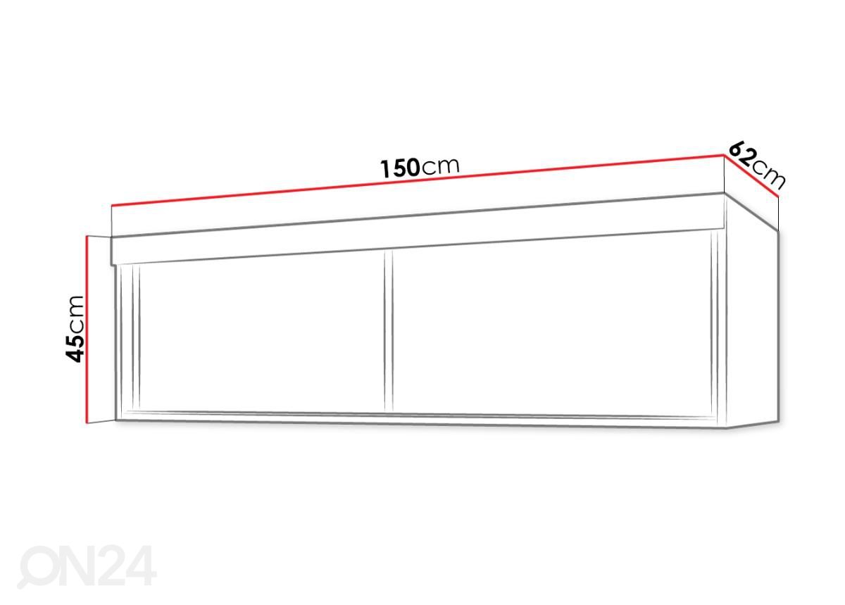 Seinäkaappi 150 cm kuvasuurennos mitat