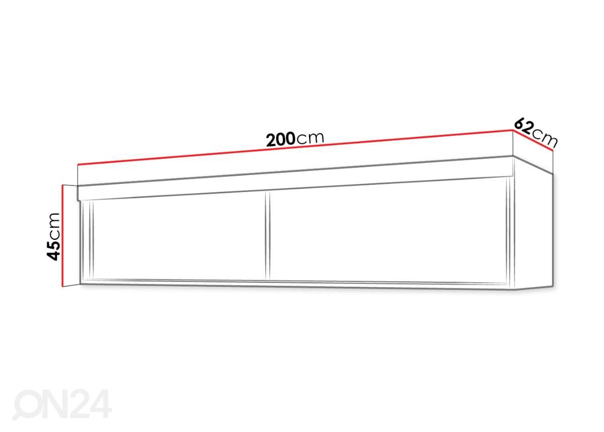 Seinäkaappi 200 cm kuvasuurennos mitat