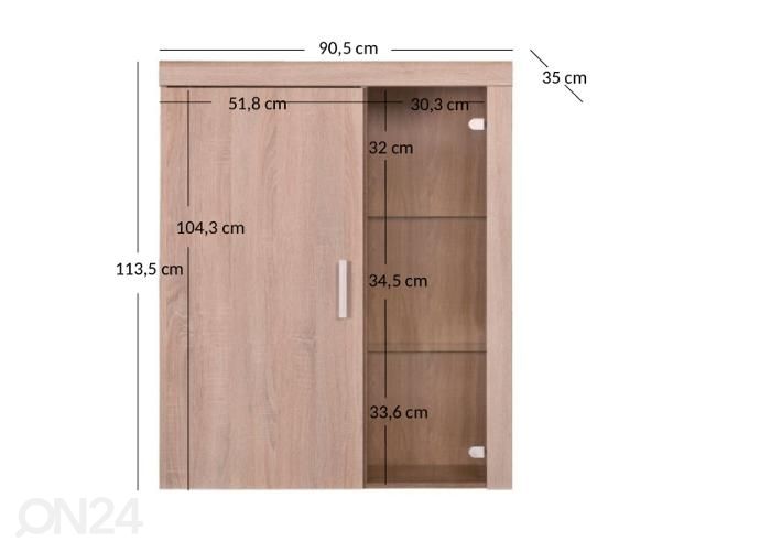 Seinäkaappi Damis 90 cm kuvasuurennos mitat