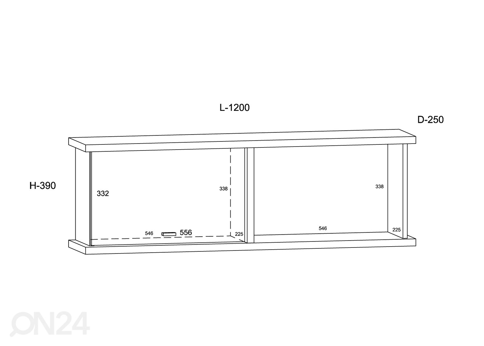 Seinäkaappi Fermoy 120 cm kuvasuurennos mitat