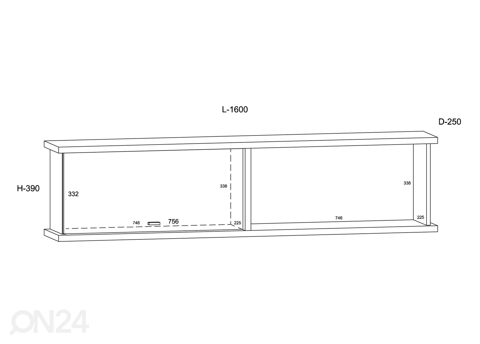 Seinäkaappi Fermoy 160 cm kuvasuurennos mitat