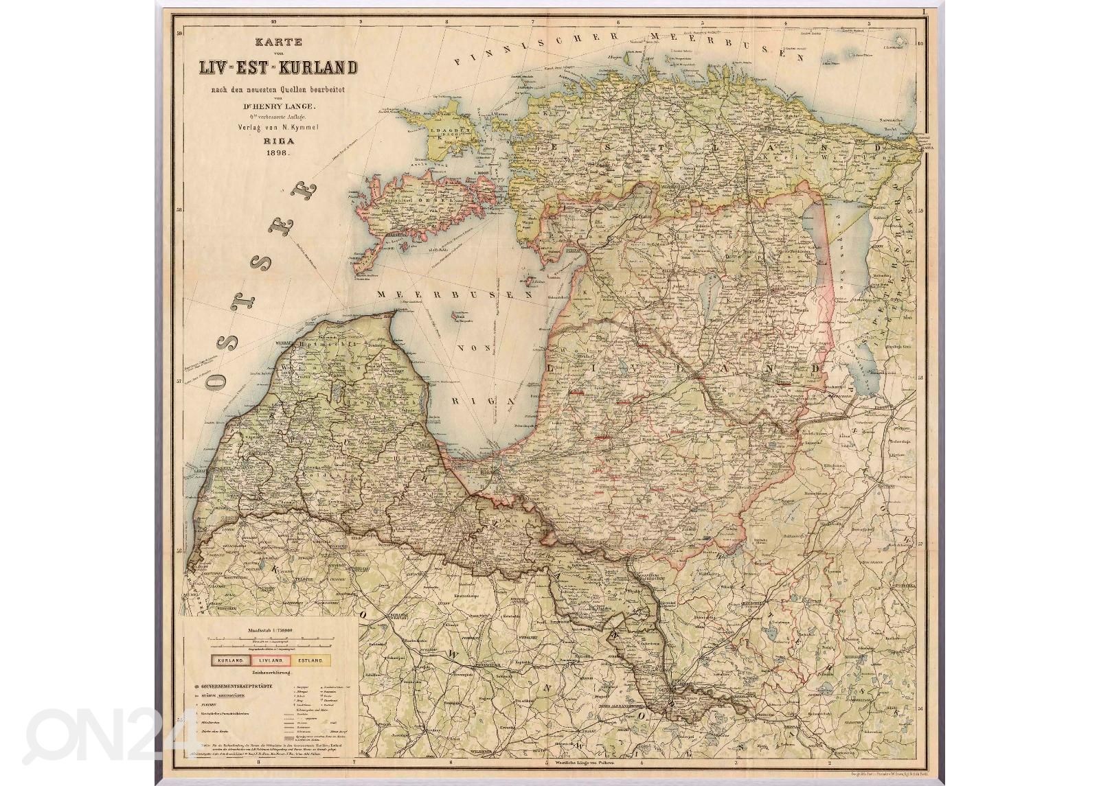 Seinäkartta Liv-Est-Kurland 1898 kuvasuurennos