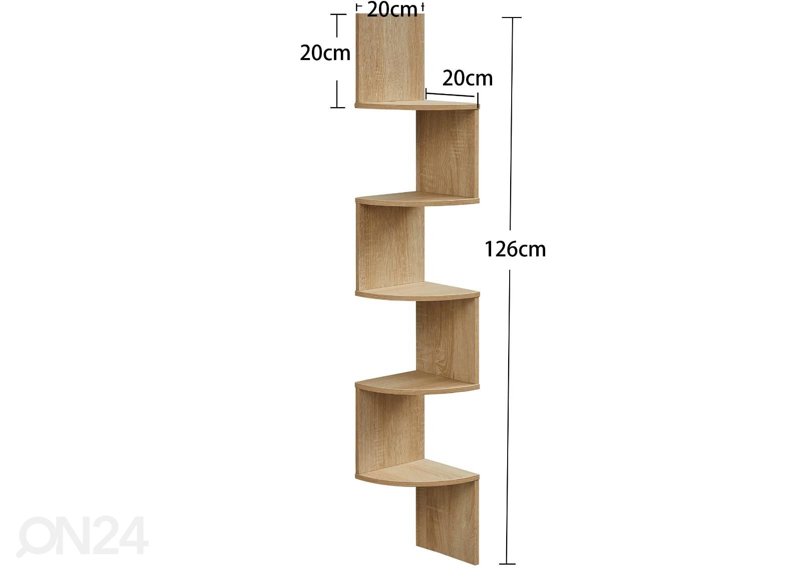 Seinäkulmahylly 126 cm kuvasuurennos mitat