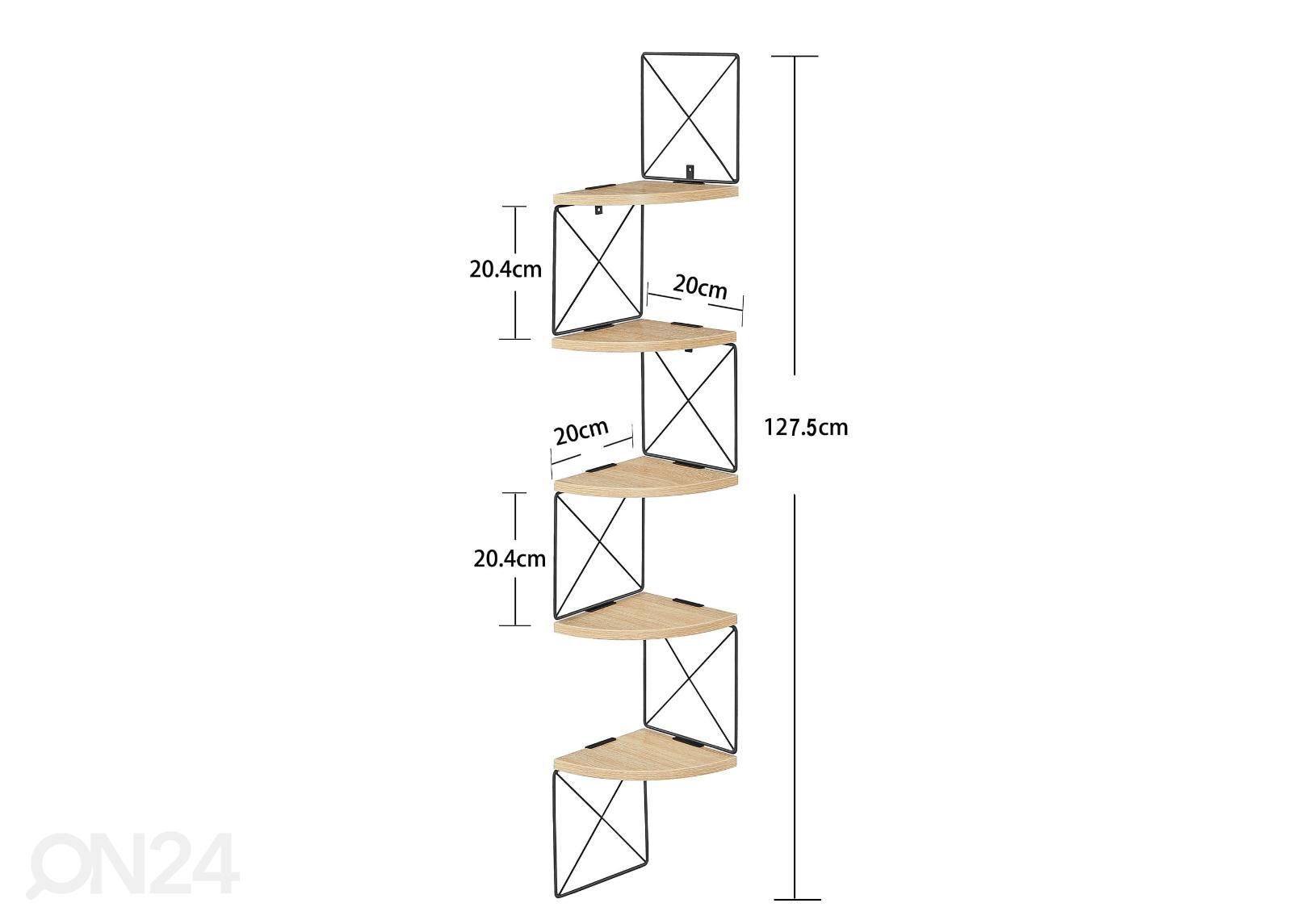 Seinäkulmahylly 1275 cm kuvasuurennos mitat