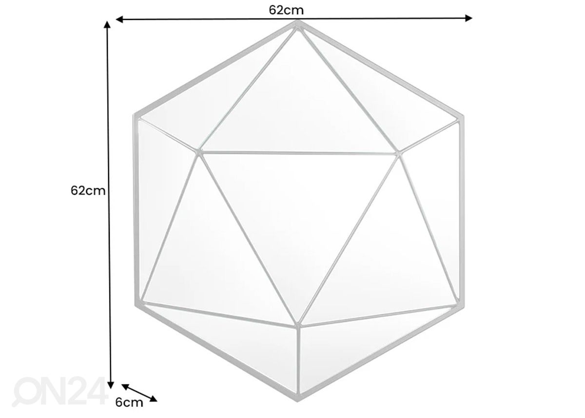 Seinäpeili Diamond Ø 62 cm kuvasuurennos mitat