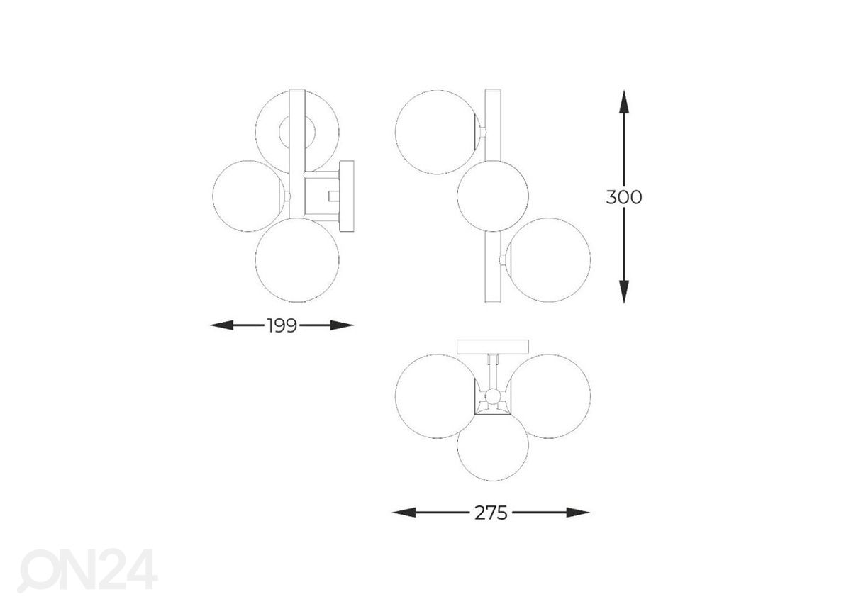 Seinävalaisin Molecule kuvasuurennos mitat