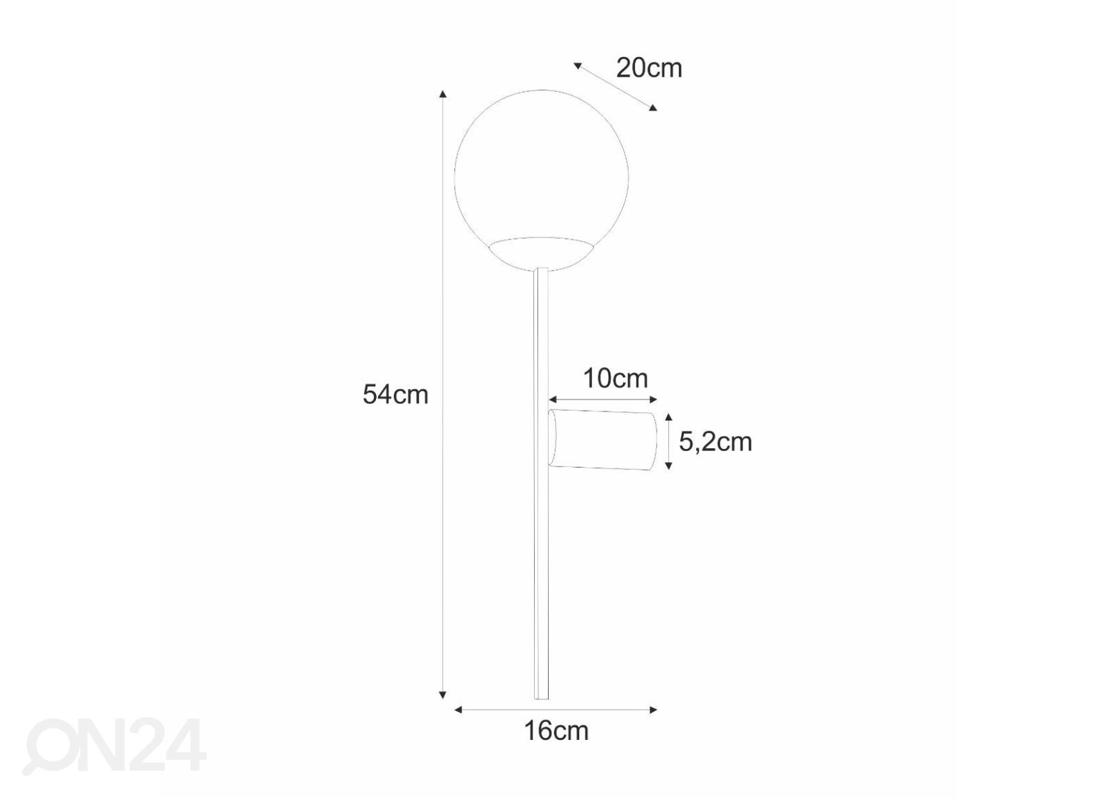 Seinävalaisin Orbit kuvasuurennos mitat