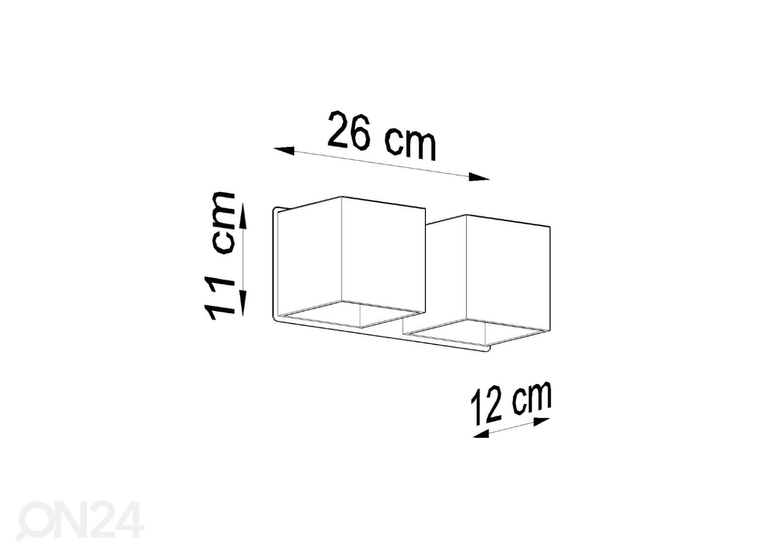 Seinävalaisin Quad 2, harmaa kuvasuurennos mitat