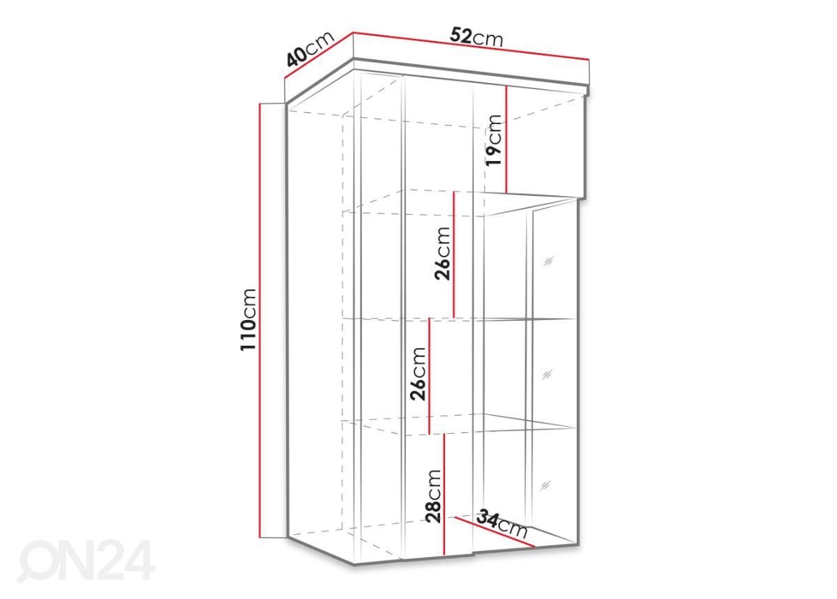 Seinävitriini 50 cm kuvasuurennos mitat