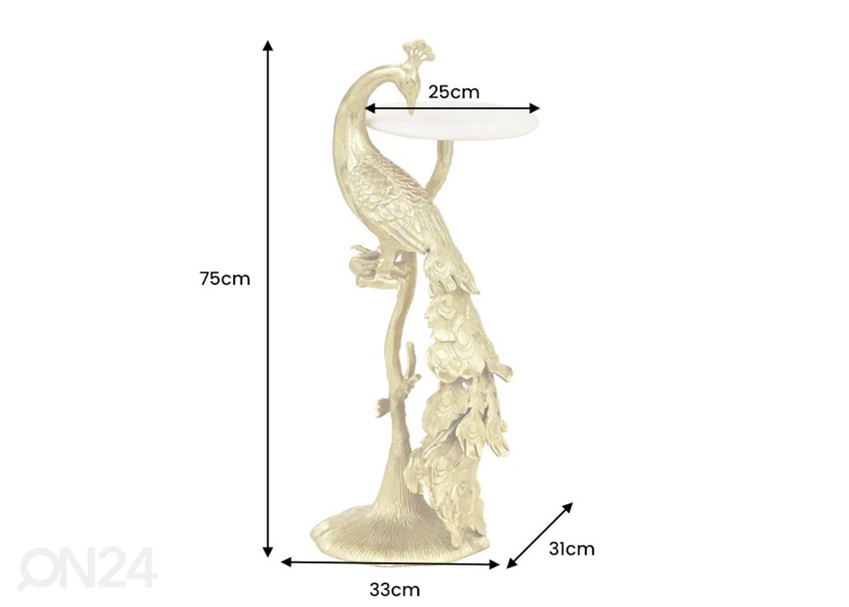 Sivupöytä Peacock Ø 33 cm kuvasuurennos mitat