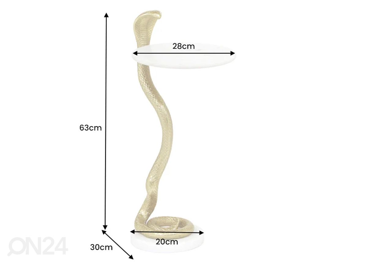 Sivupöytä Snake Ø 30 cm kuvasuurennos mitat