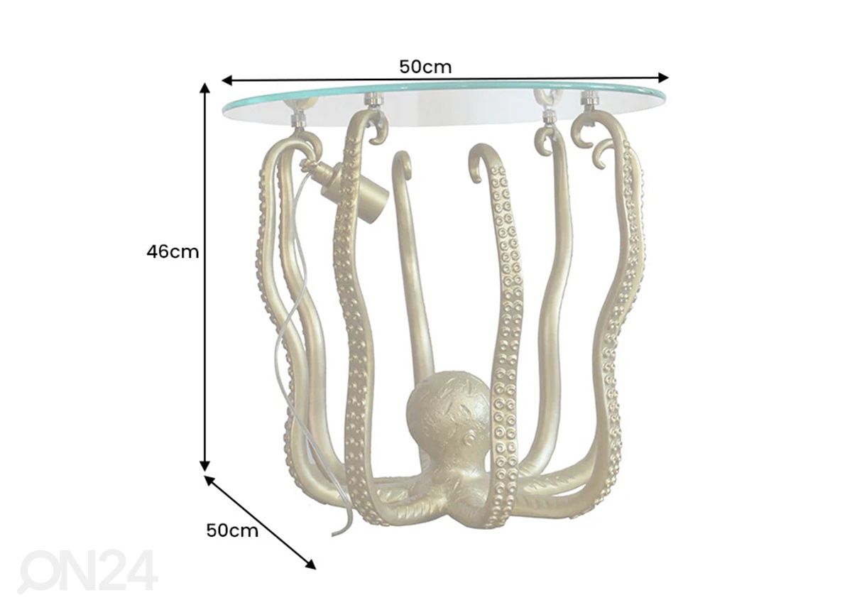 Sivupöytä valaisimella Octopus Ø 50 cm kuvasuurennos mitat