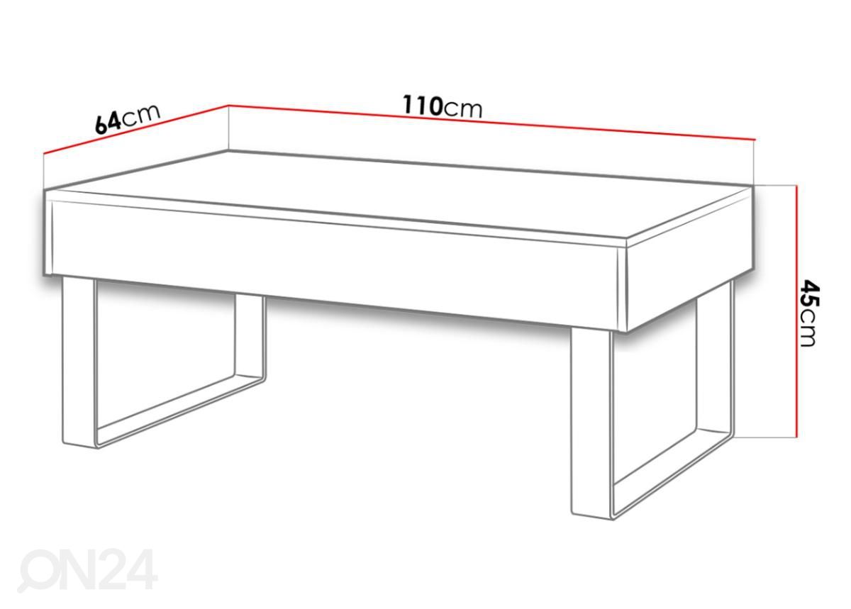 Sohvapöytä 110x64 cm kuvasuurennos mitat