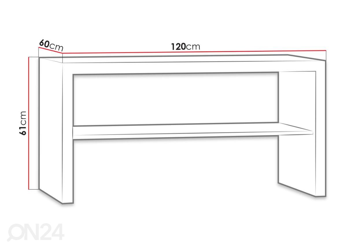 Sohvapöytä 120x60 cm kuvasuurennos mitat