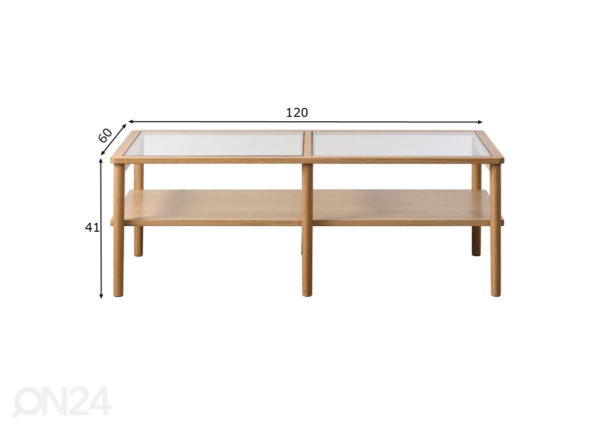 Sohvapöytä 120x60 cm kuvasuurennos mitat