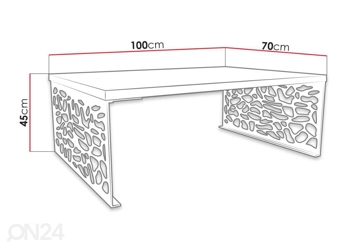Sohvapöytä kuvasuurennos mitat