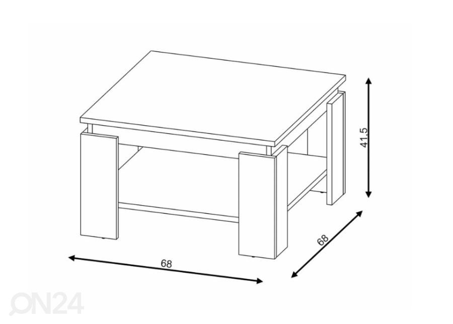 Sohvapöytä 68x68 cm kuvasuurennos mitat