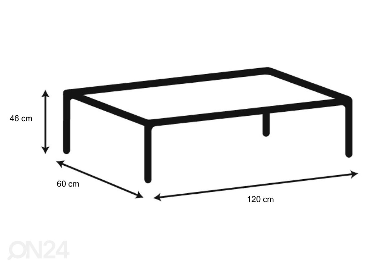 Sohvapöytä Alex 60x120 cm kuvasuurennos mitat