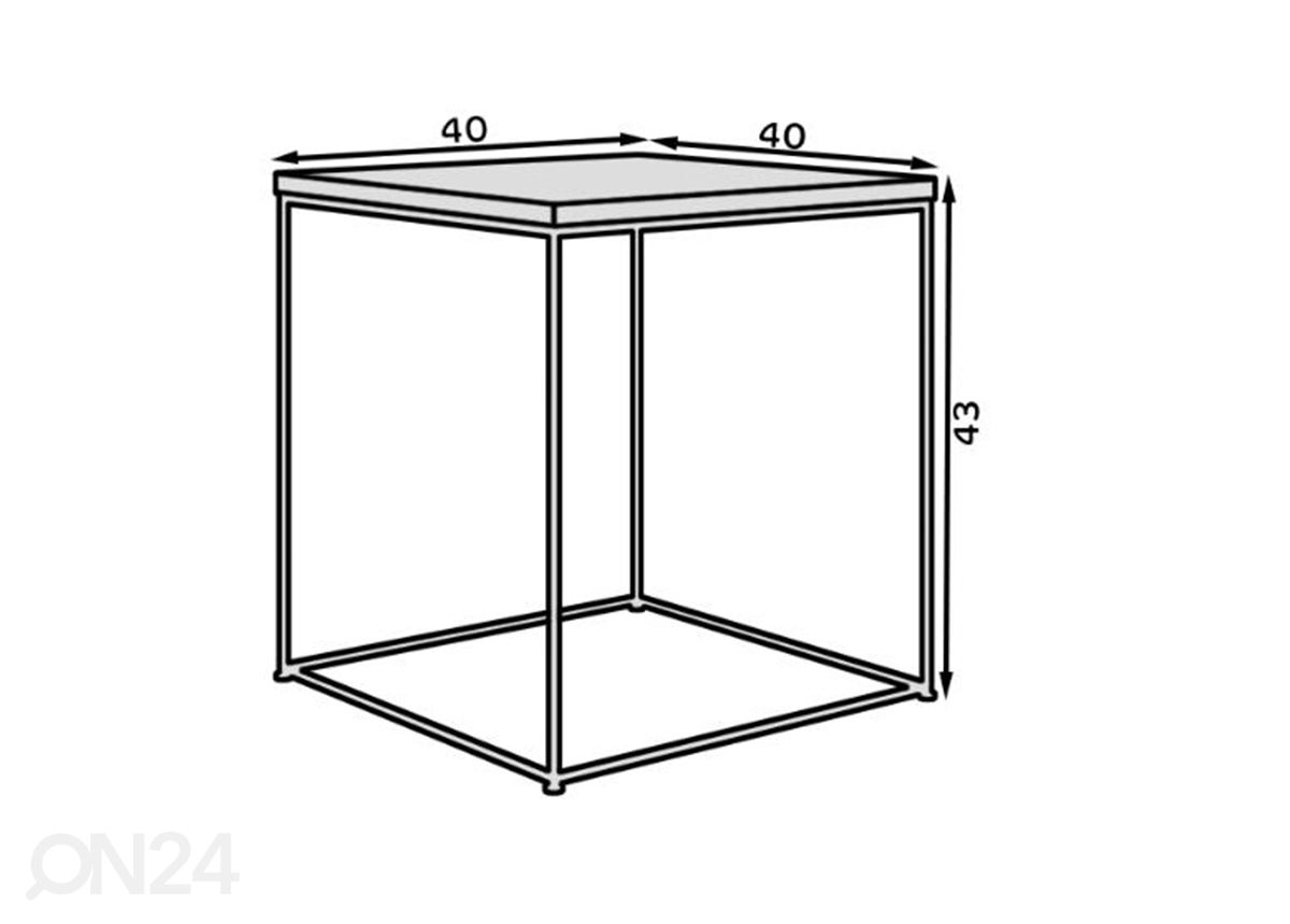 Sohvapöytä Assisi 40x40 cm kuvasuurennos mitat