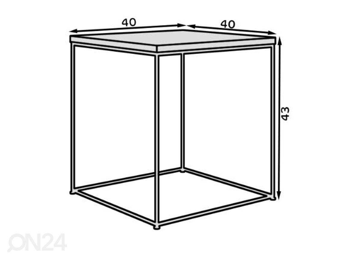 Sohvapöytä Calabria 40x40 cm kuvasuurennos mitat