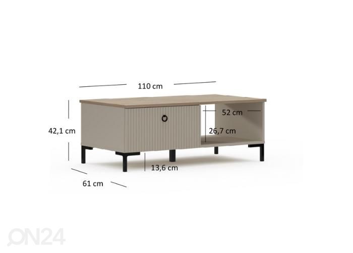 Sohvapöytä Dominica kuvasuurennos mitat