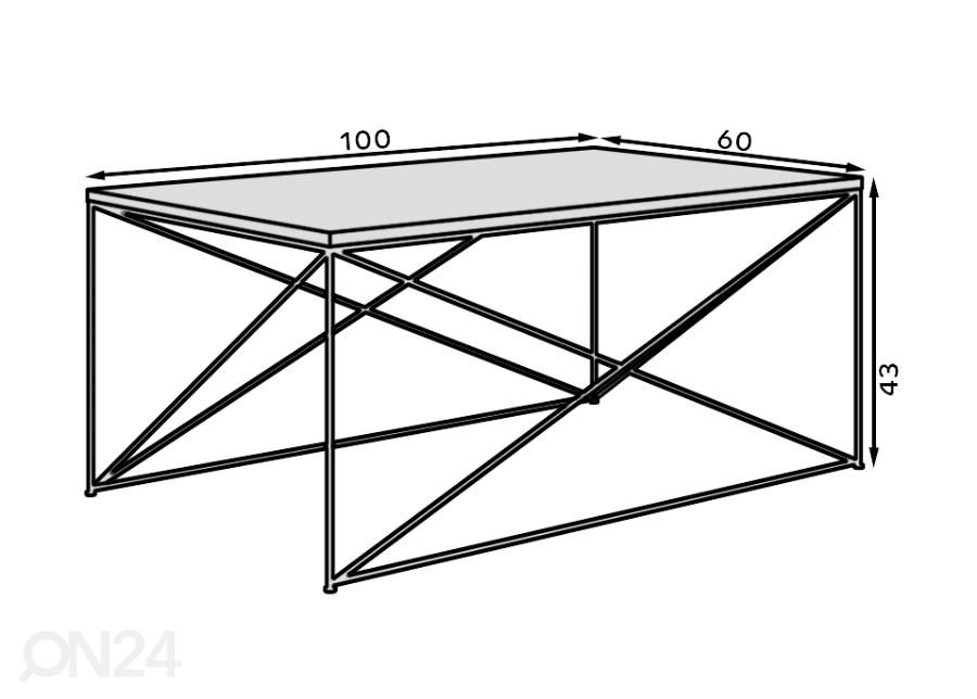 Sohvapöytä Douro 60x100 cm kuvasuurennos mitat