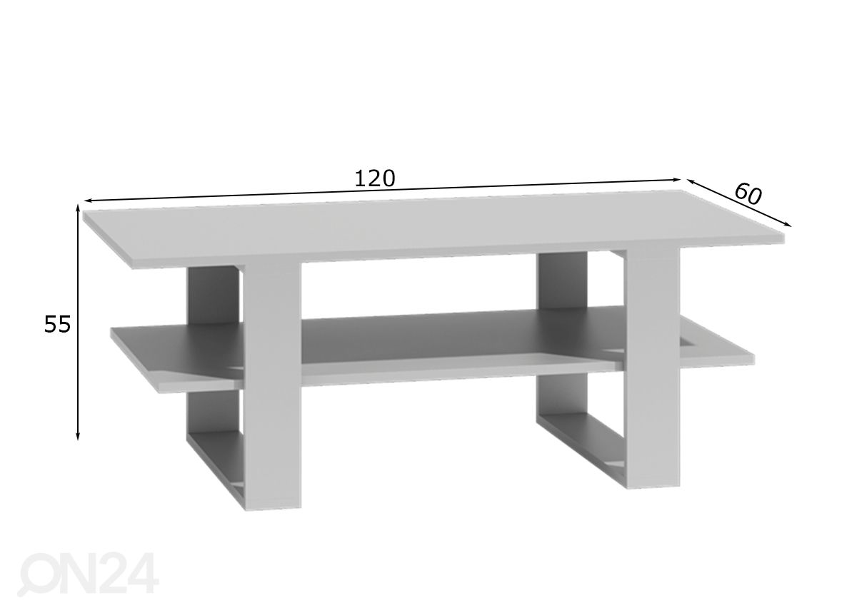 Sohvapöytä Iowa 120x60 cm kuvasuurennos mitat