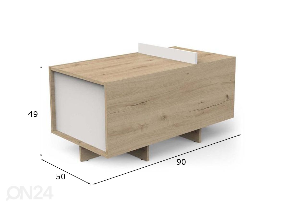 Sohvapöytä Lead 90x50 cm kuvasuurennos mitat