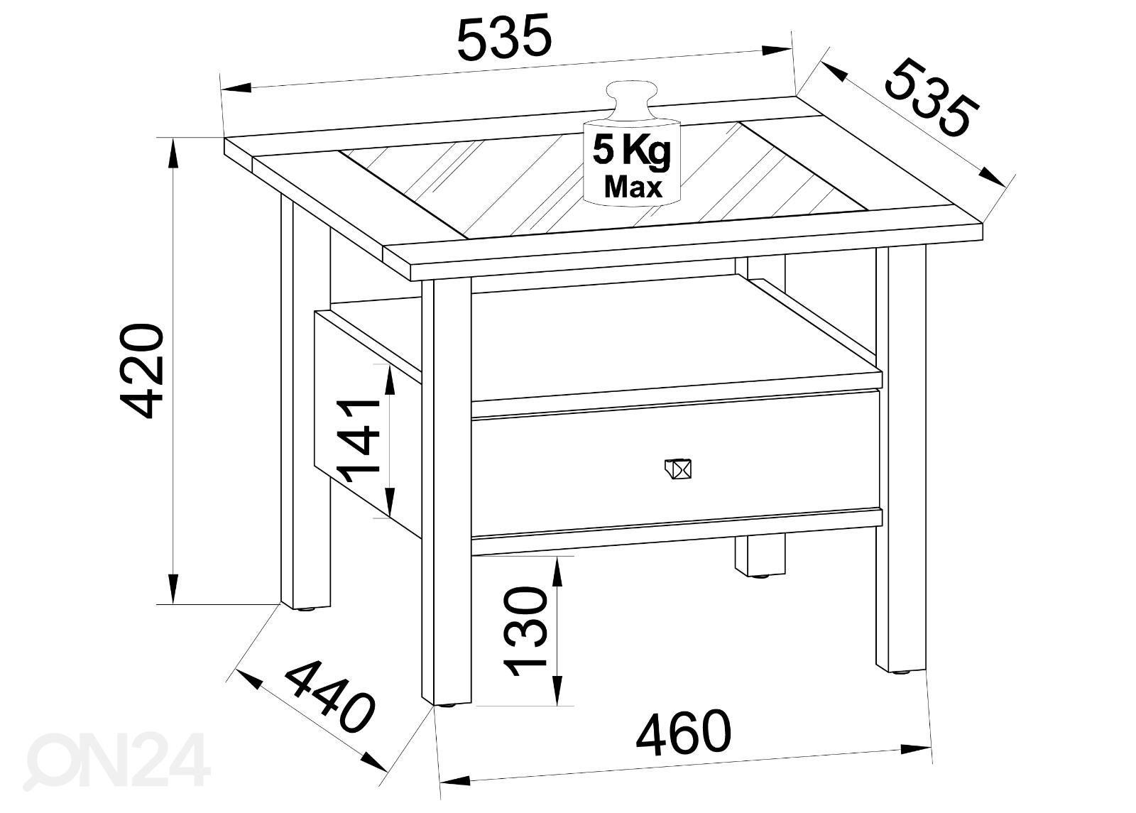 Sohvapöytä Lingis M 54x54 cm kuvasuurennos mitat